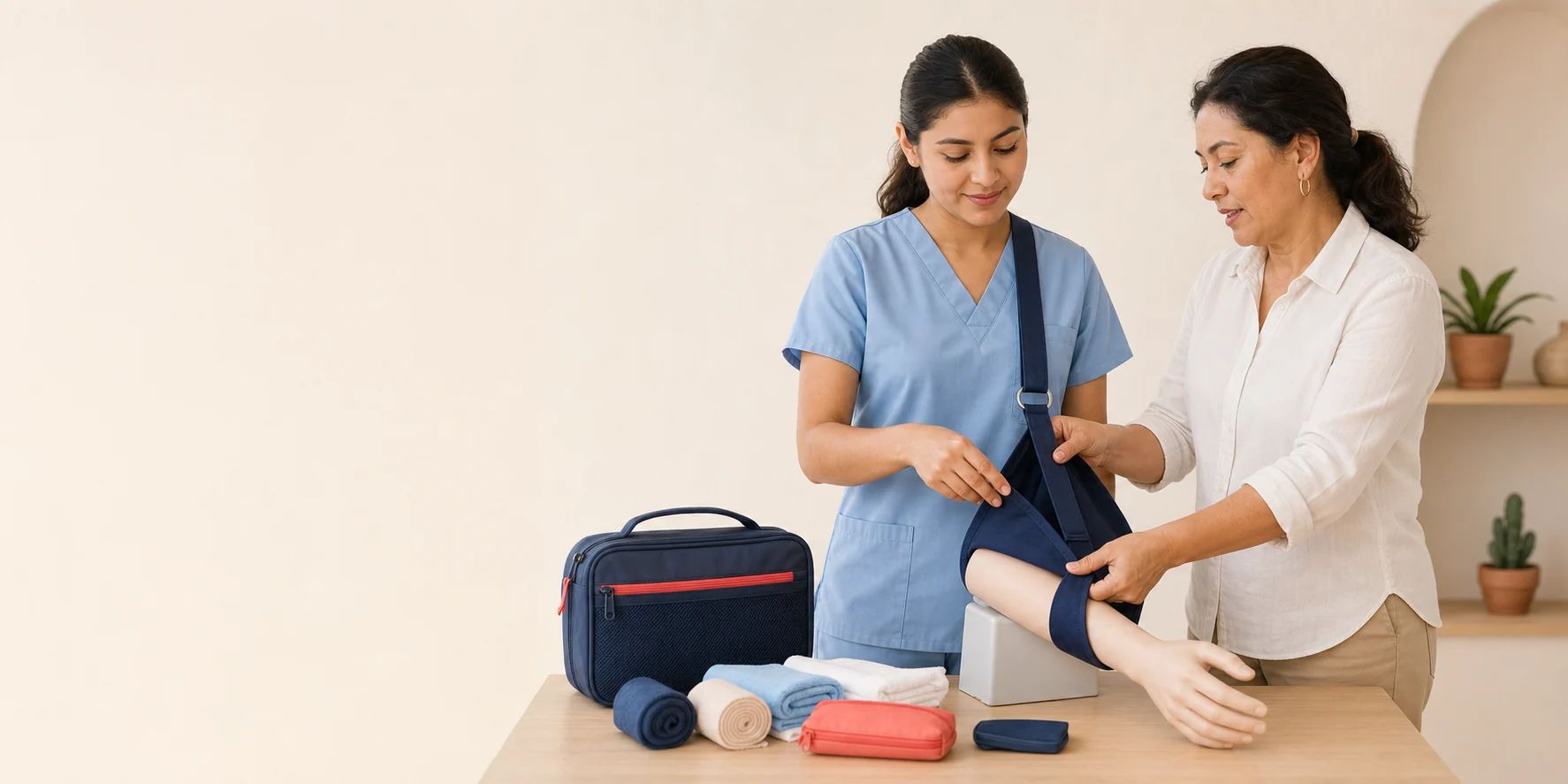 Práctica de Auxiliar de Enfermería con técnicas de atención y soporte.